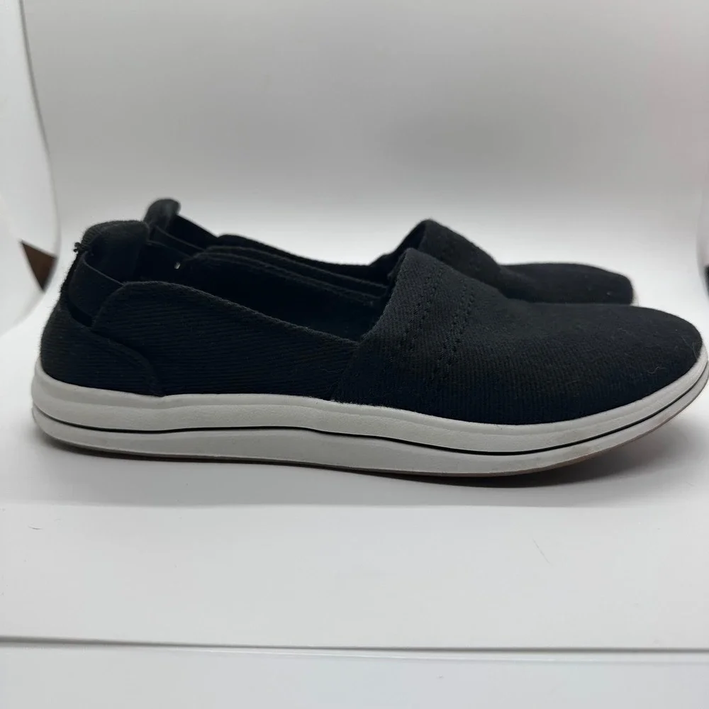 Clarks Cloudsteppers Black Slip‎ On Comfort Casual Loafer Shoes Size 6